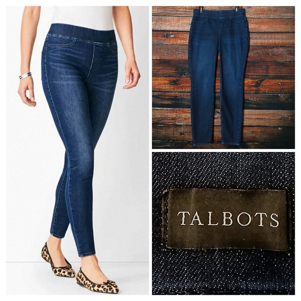 Talbots Jeans 8 Sculpt Pull On Jegging High Rise Dark Wash Blue Denim Stretch